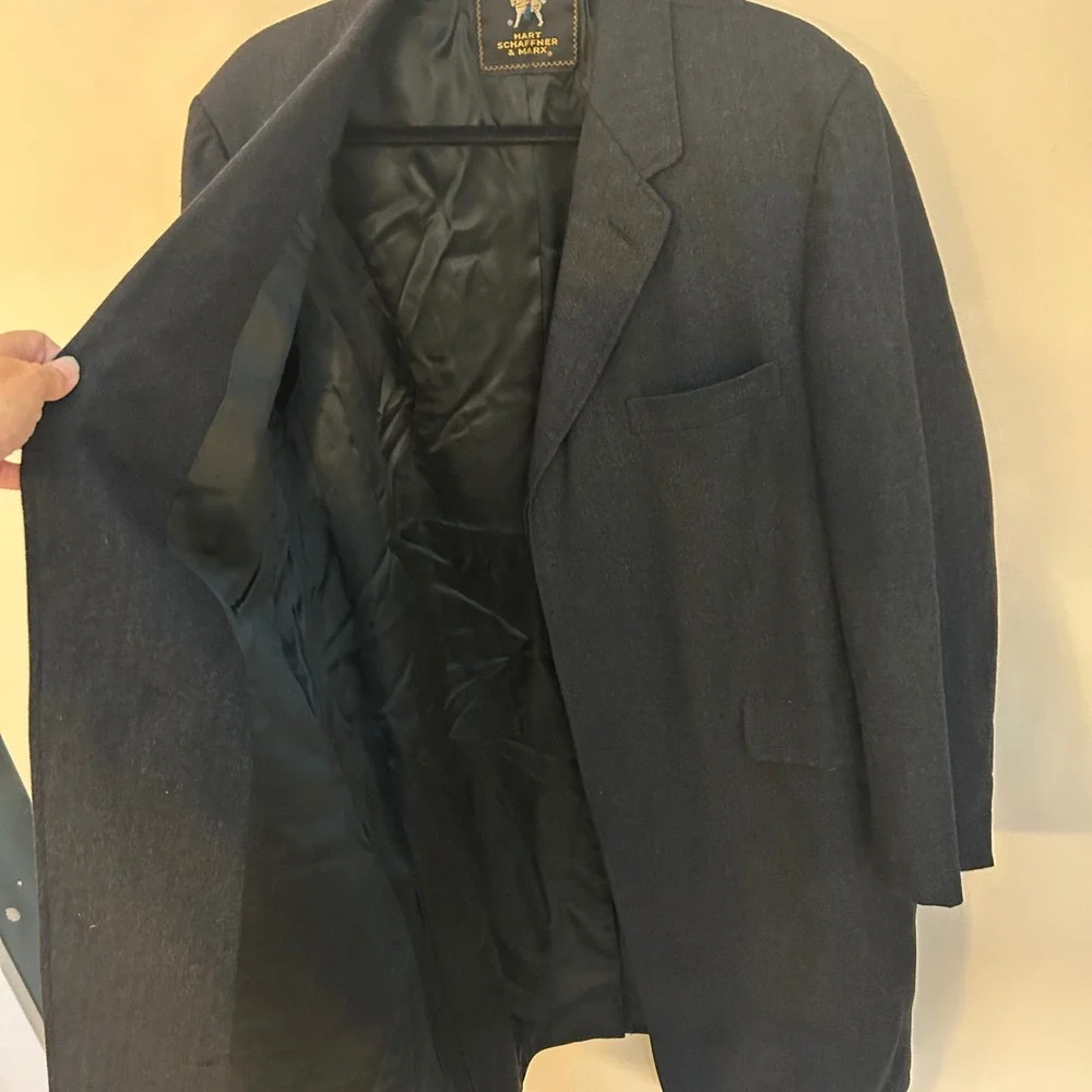 Hart Schaffner Marx Wool Blend Overcoat Luxury Herringbone Gray Old Money Career